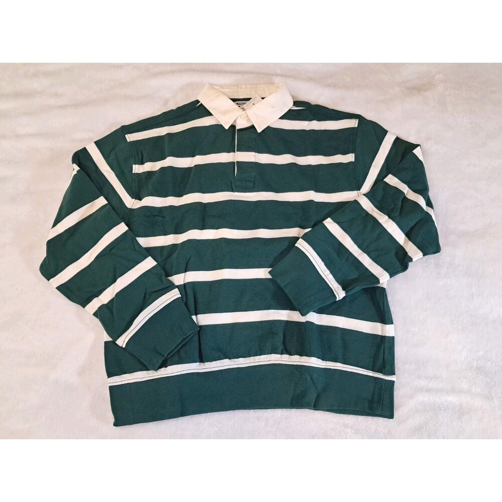 Crewcuts Kids Junior Varsity Rugby Sweatshirt Size XL (12-13) Green Ivory NWT